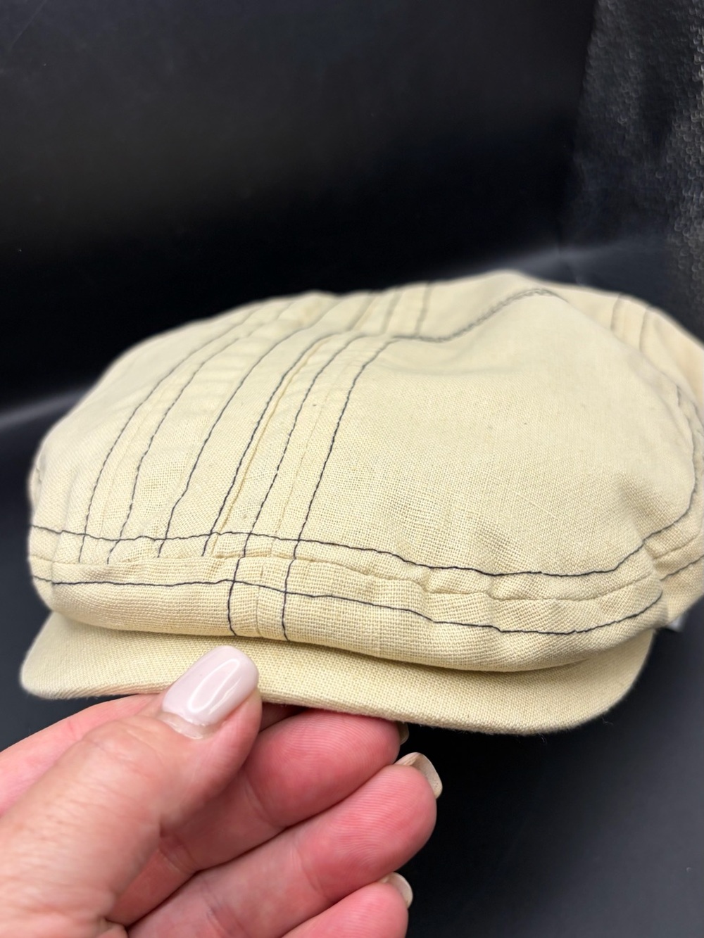 Men's Cream Driver Cap with Contrast Stitching